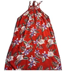 Vintage Made In Hawaii Women Dress M Red‎ Floral Resort Vacation Beach Travel